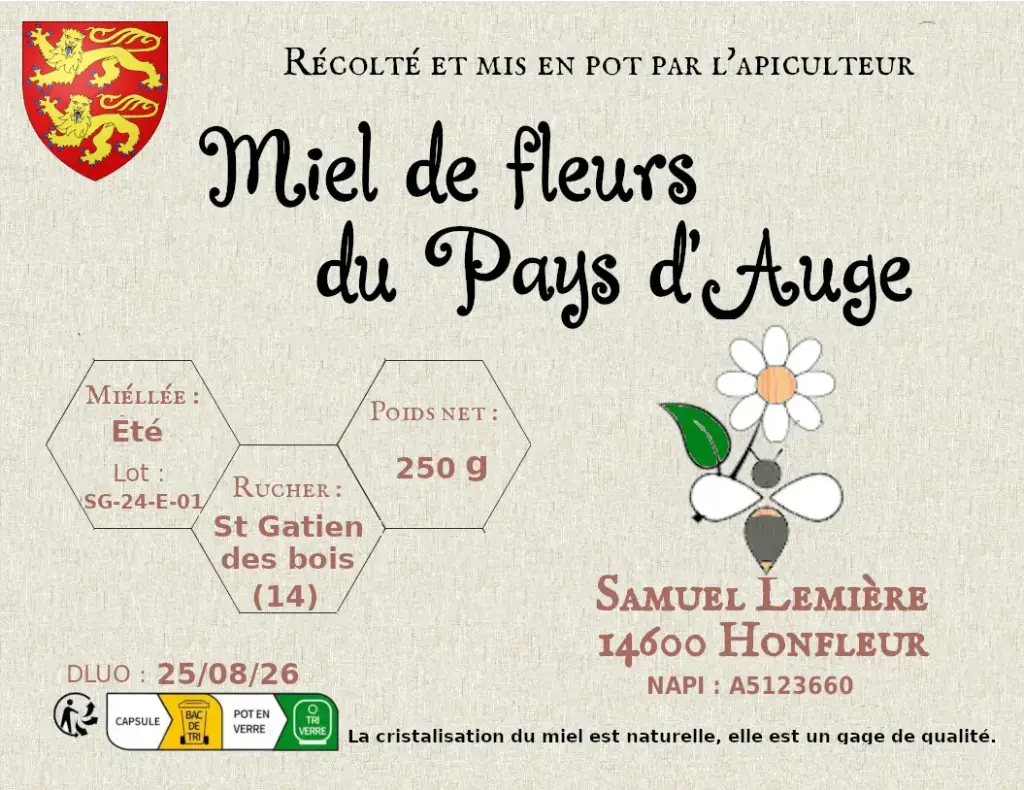 Miel Eté 250g de Saint Gatien des bois